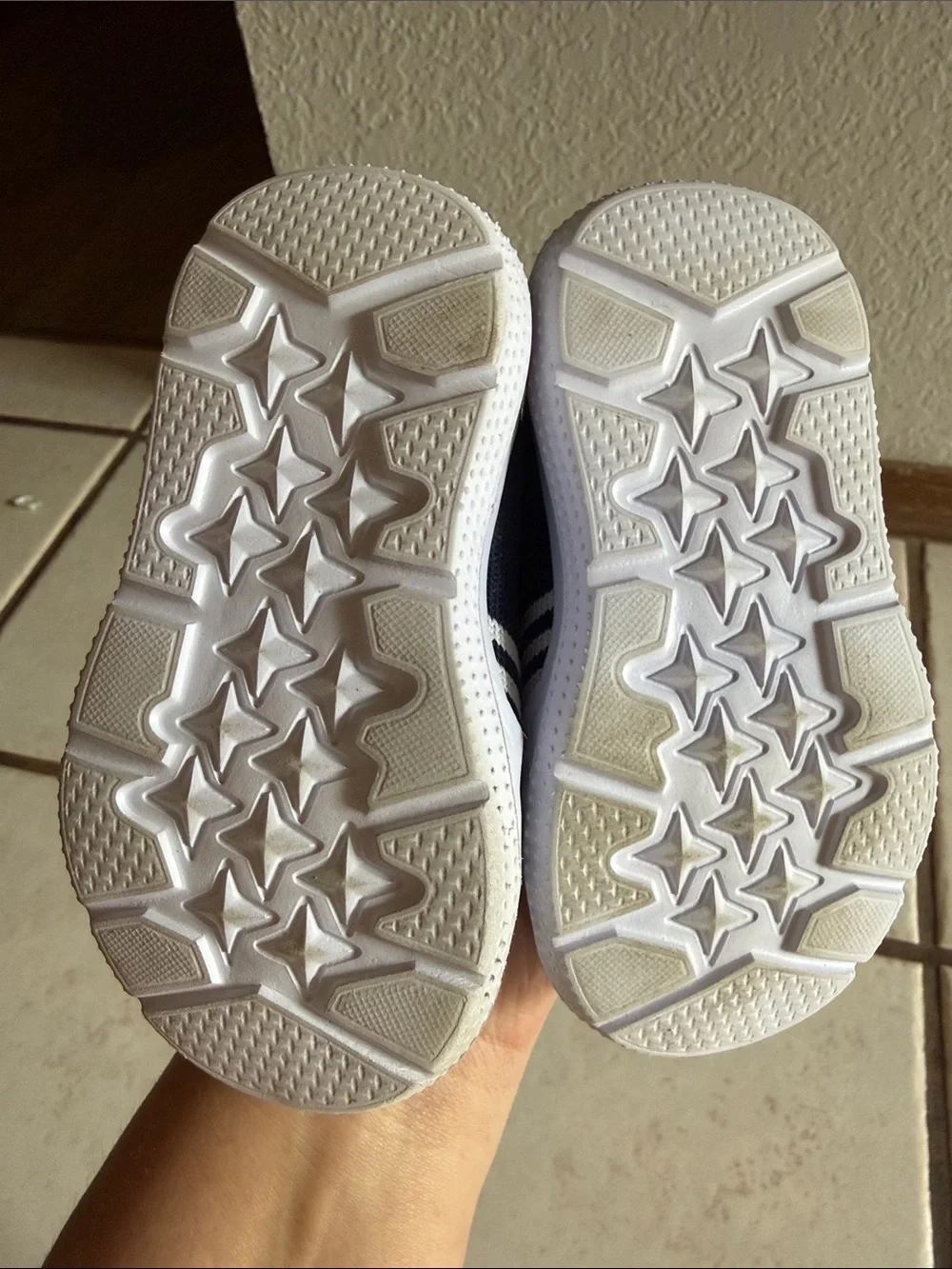 Kids Navy and White Stripe Slip-On Knit Shoes